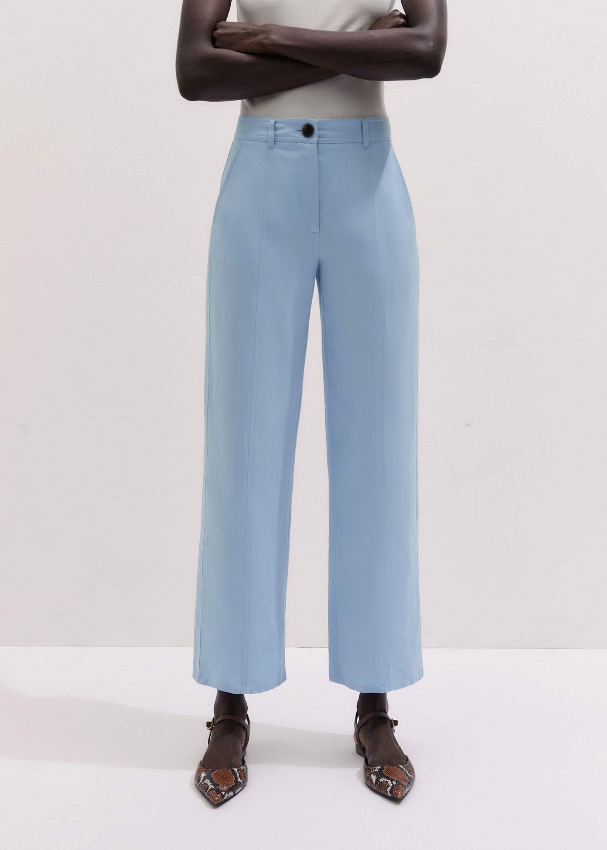Blue Straight Crop Pant | ME+EM