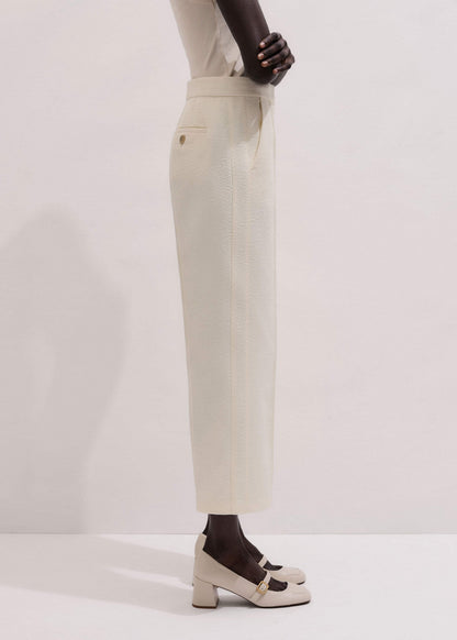 Ivory Luxe Jacquard Straight Crop Pant | ME+EM