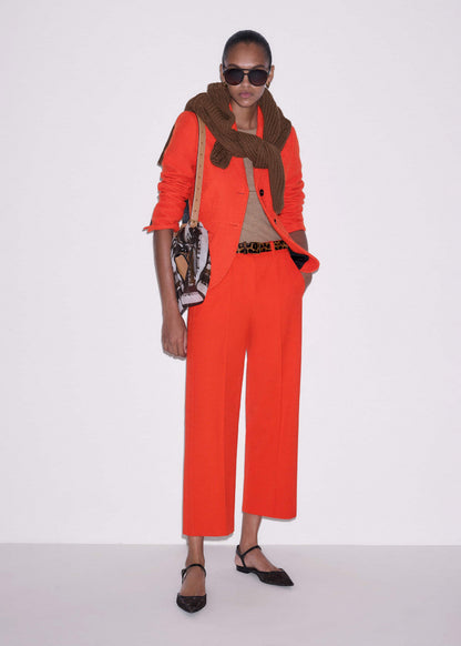 Orange Straight Crop Tailored Pant | ME+EM