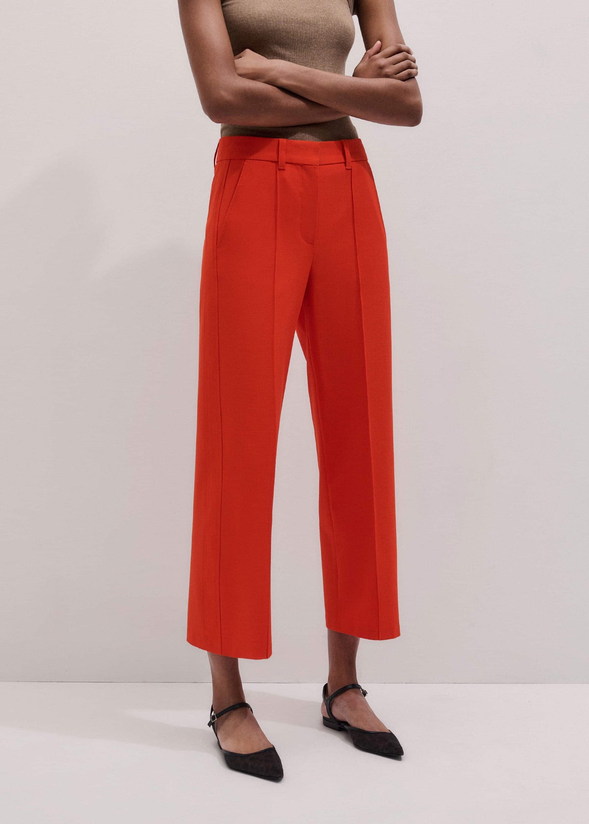 Orange Straight Crop Tailored Pant | ME+EM