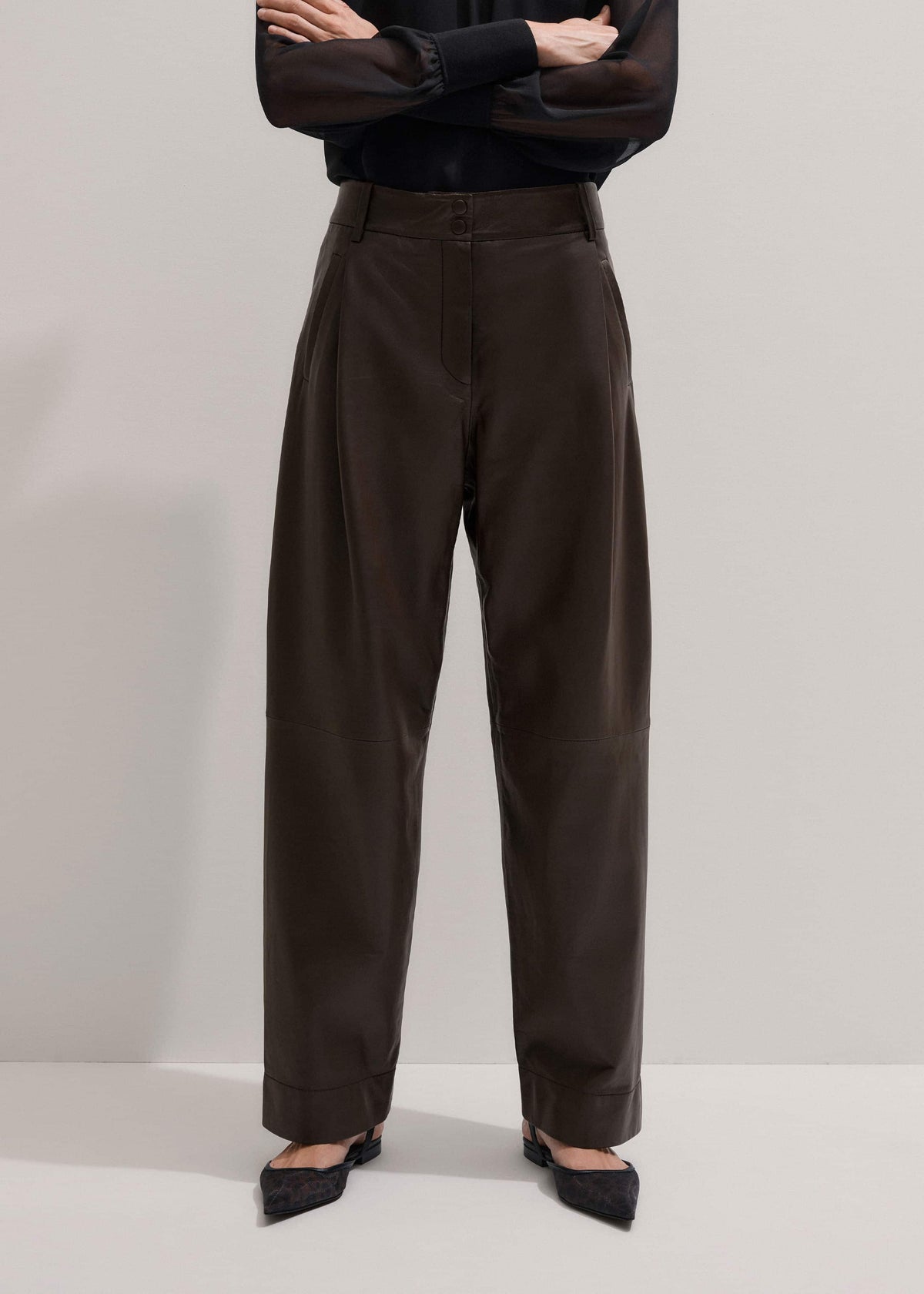 Brown Leather Clever Tapered Pant | ME+EM