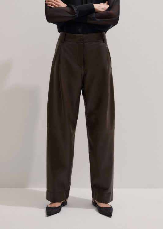 Brown Leather Clever Tapered Pant | ME+EM
