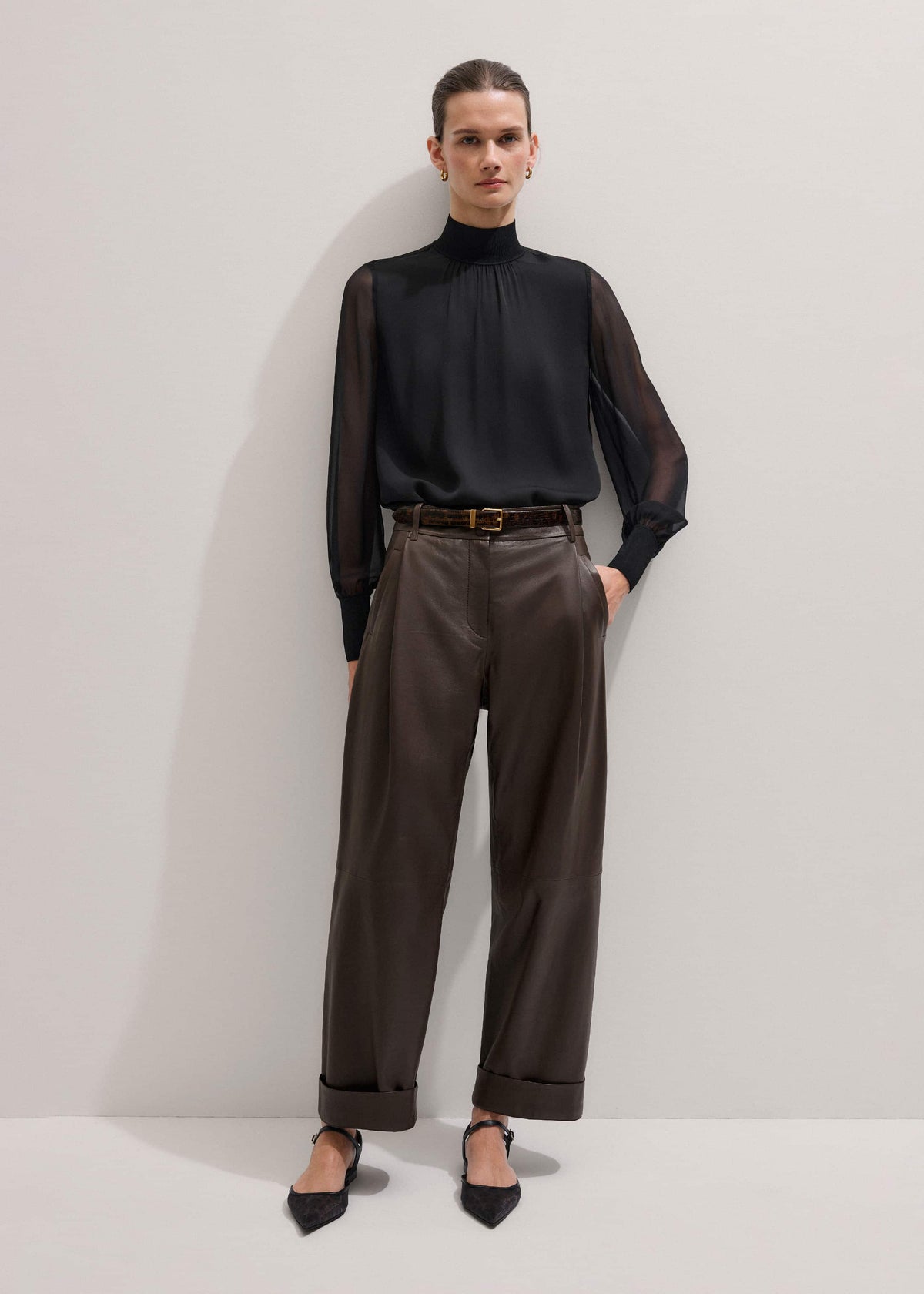 Brown Leather Clever Tapered Pant | ME+EM