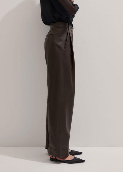 Brown Leather Clever Tapered Pant | ME+EM