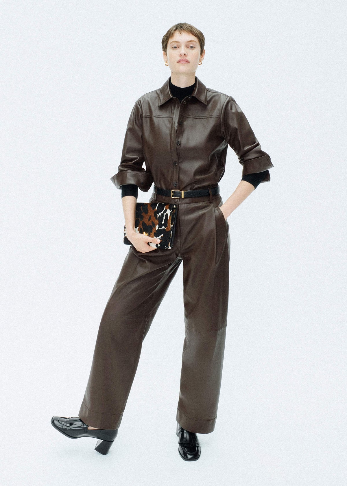 Brown Leather Clever Tapered Pant | ME+EM