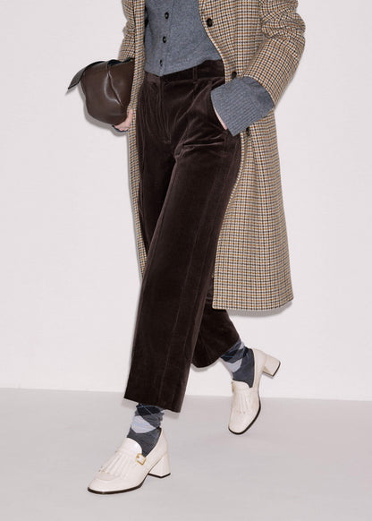 Brown Italian Cord Straight Crop Pant | ME+EM