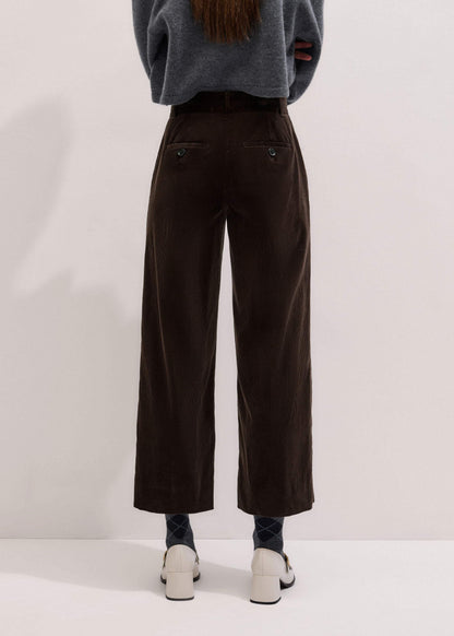 Brown Italian Cord Straight Crop Pant | ME+EM