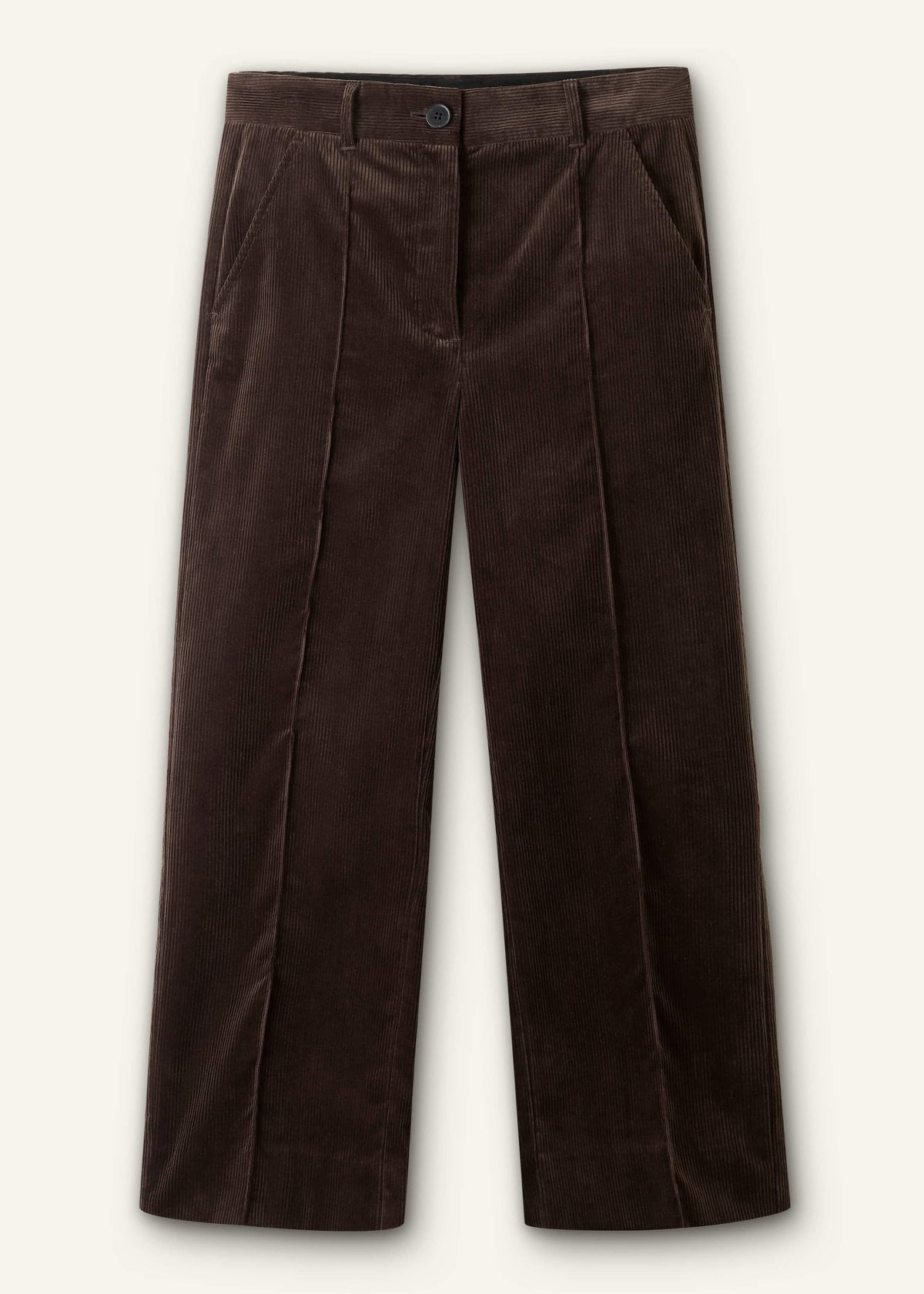 Brown Italian Cord Straight Crop Pant | ME+EM