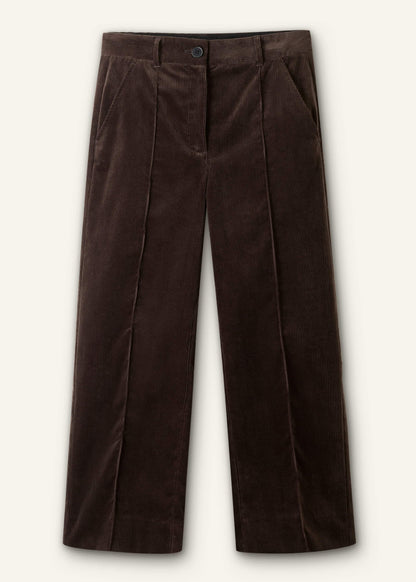 Brown Italian Cord Straight Crop Pant | ME+EM