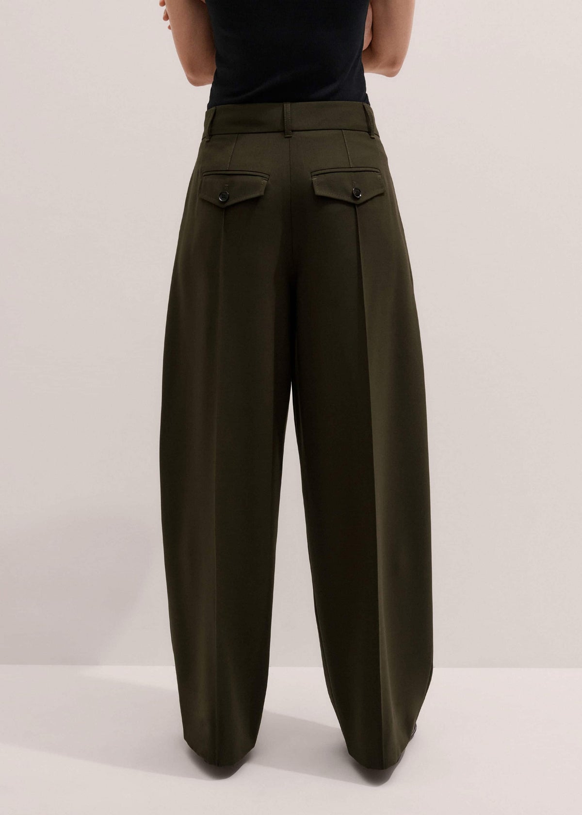 Olive Green Pintuck Tapered Pant | ME+EM