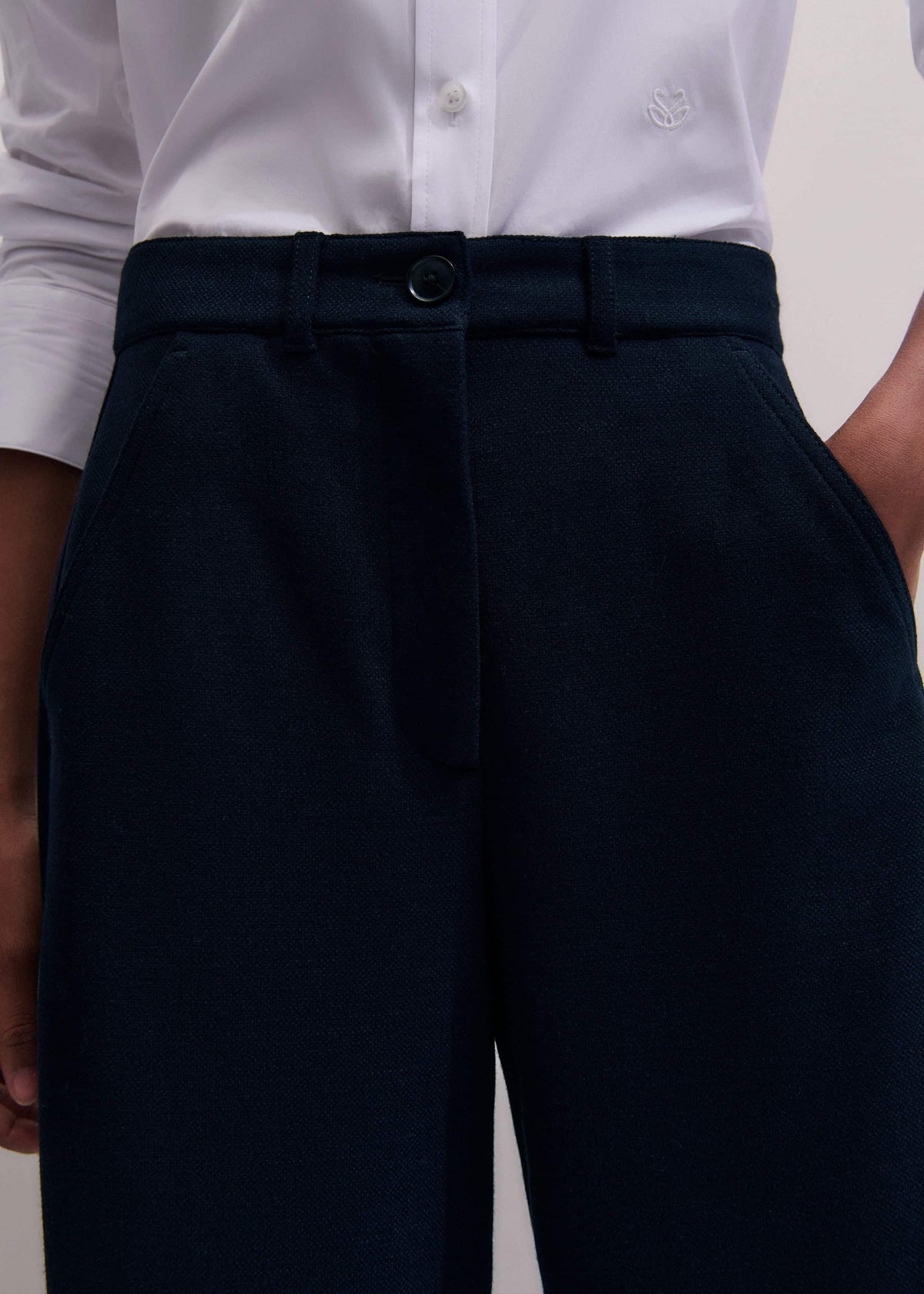 Navy Textured Extreme Tapered Pant | ME+EM