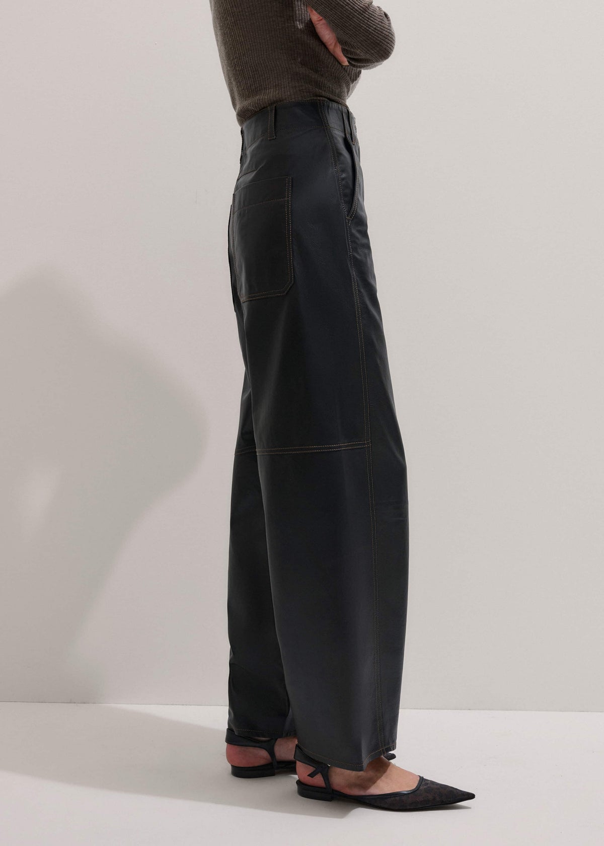 Black Leather Extreme Tapered Pant | ME+EM