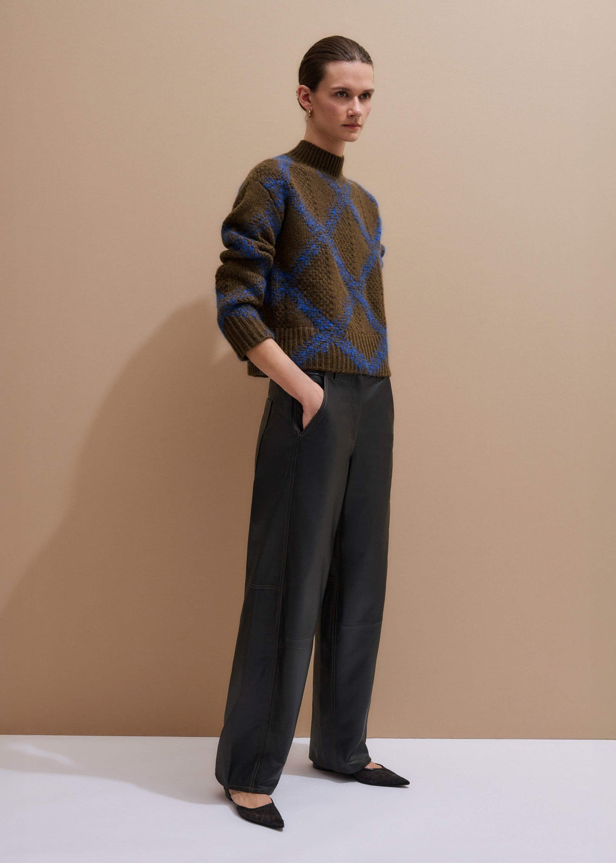 Black Leather Extreme Tapered Pant | ME+EM