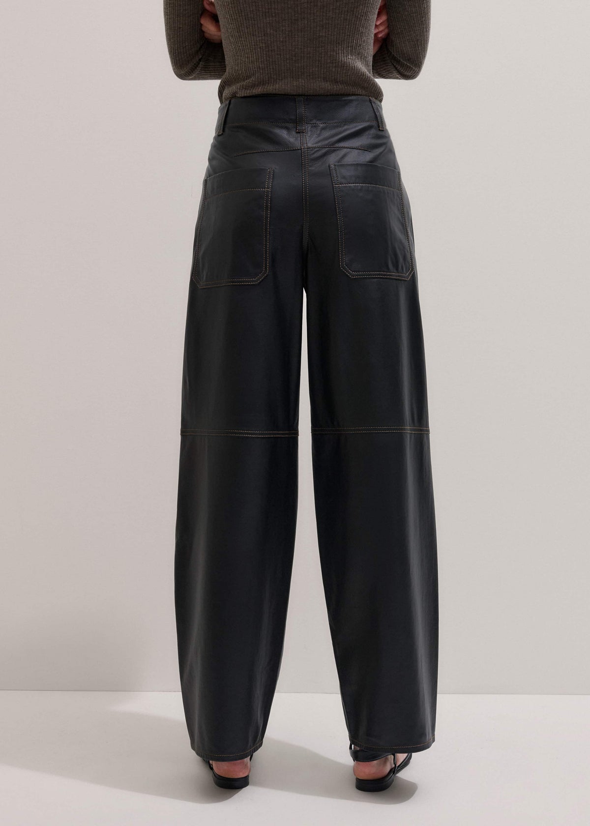 Black Leather Extreme Tapered Pant | ME+EM