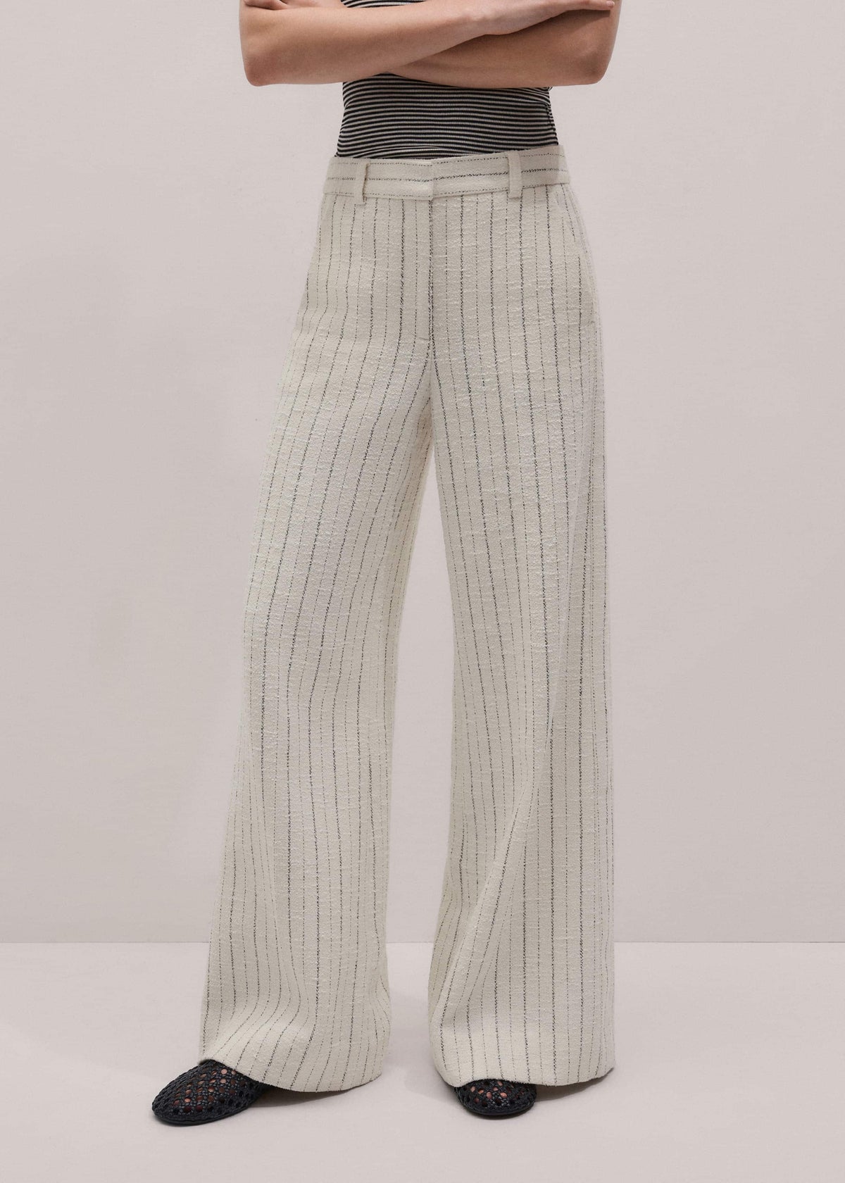 Ivory Striped Leg Elongator Pant | ME+EM