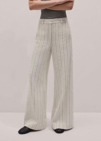 Ivory Striped Leg Elongator Pant | ME+EM