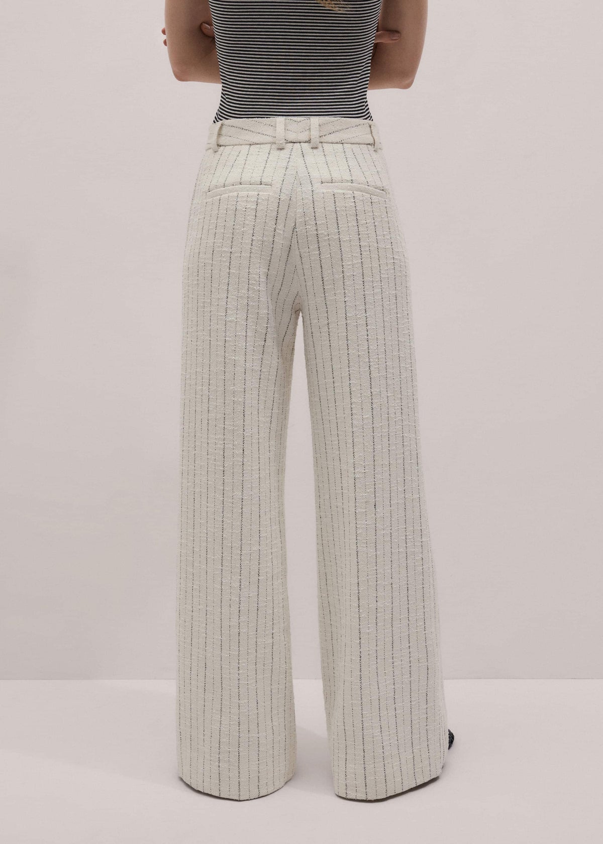 Ivory Striped Leg Elongator Pant | ME+EM
