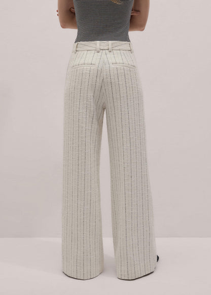 Ivory Striped Leg Elongator Pant | ME+EM