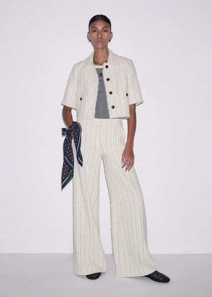 Ivory Striped Leg Elongator Pant | ME+EM