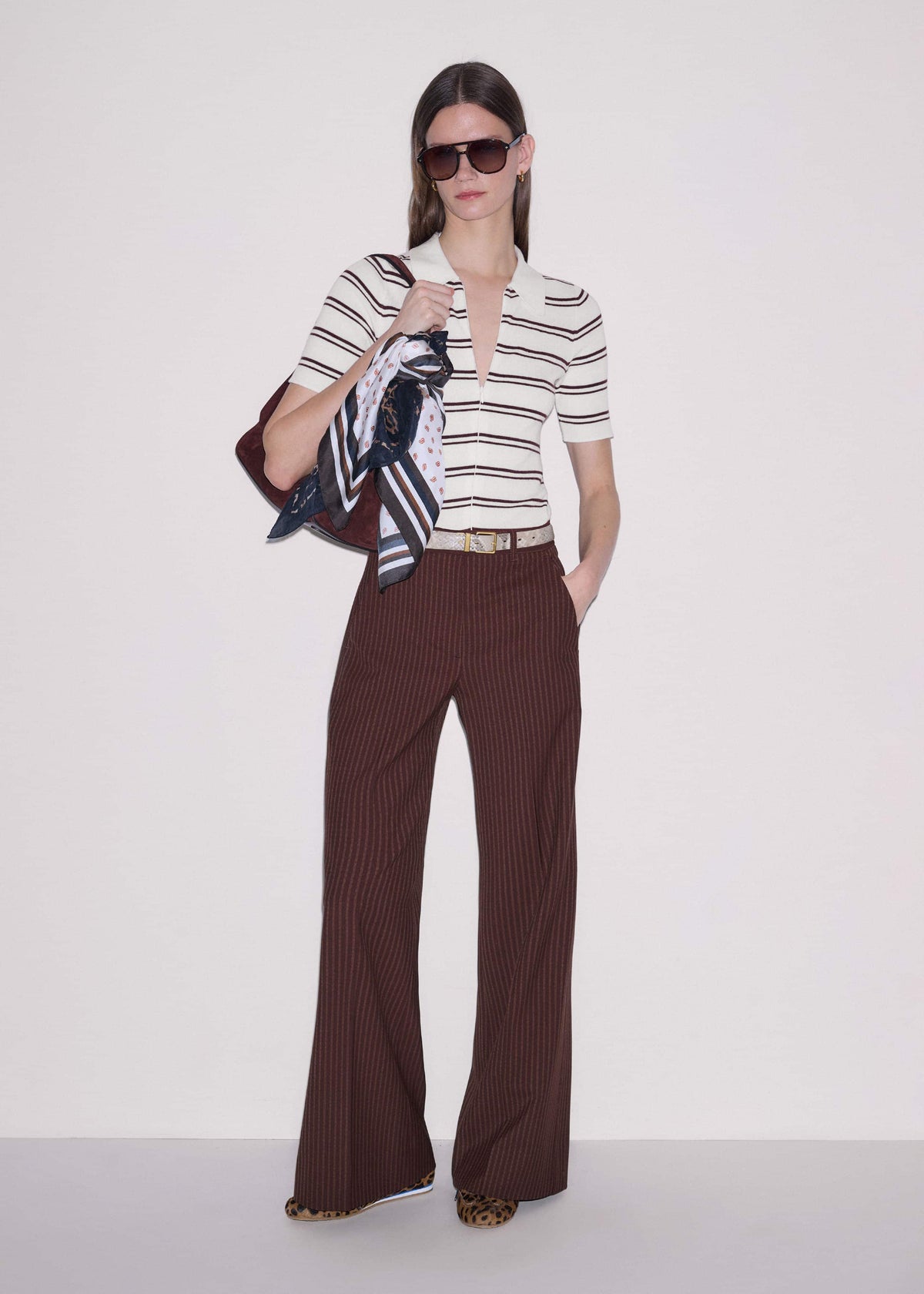 Cinnamon Pinstripe Leg Elongator Pant | ME+EM