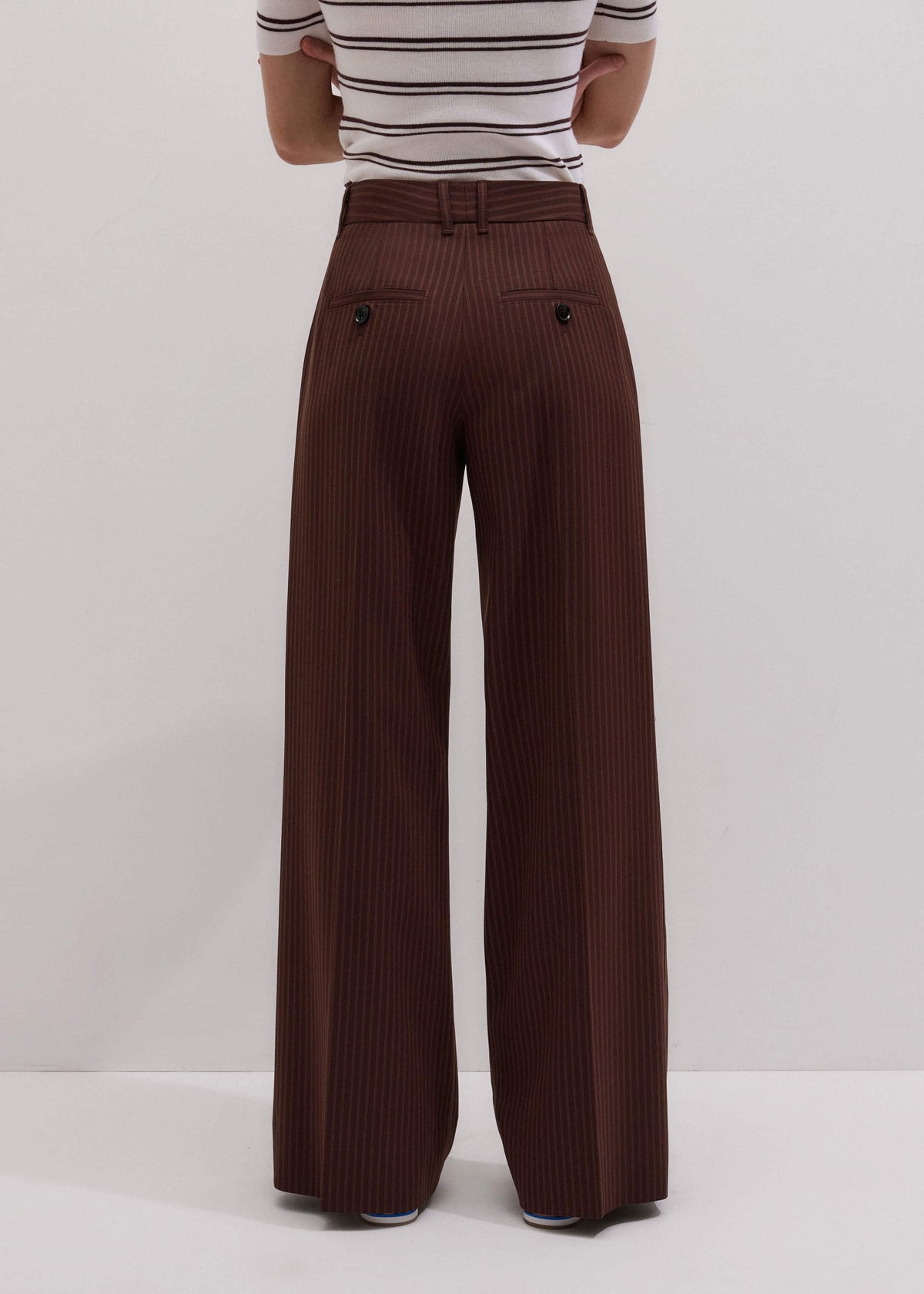 Cinnamon Pinstripe Leg Elongator Pant | ME+EM