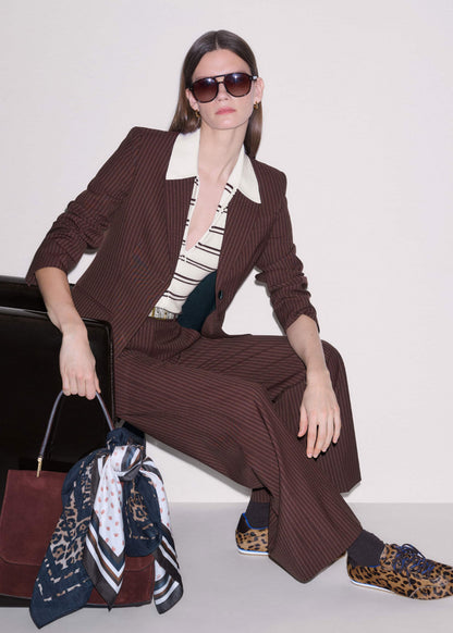 Cinnamon Pinstripe Leg Elongator Pant | ME+EM