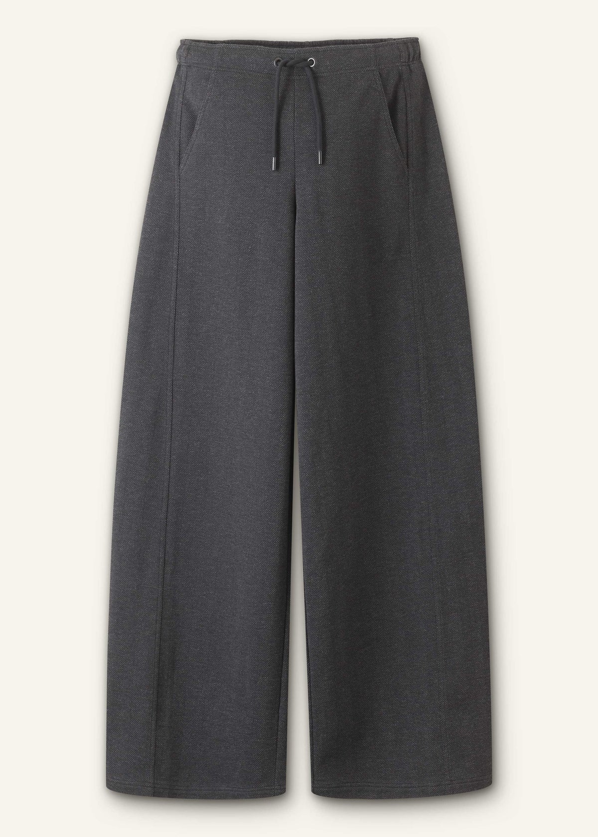 Gray Herringbone Barrel-Leg Pant | ME+EM
