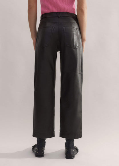 Black Washed Leather Engineered-Leg Pant | ME+EM