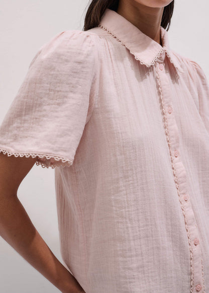 Pink Cheesecloth Trim Detail Blouse | ME+EM