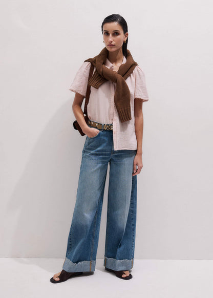 Pink Cheesecloth Trim Detail Blouse | ME+EM
