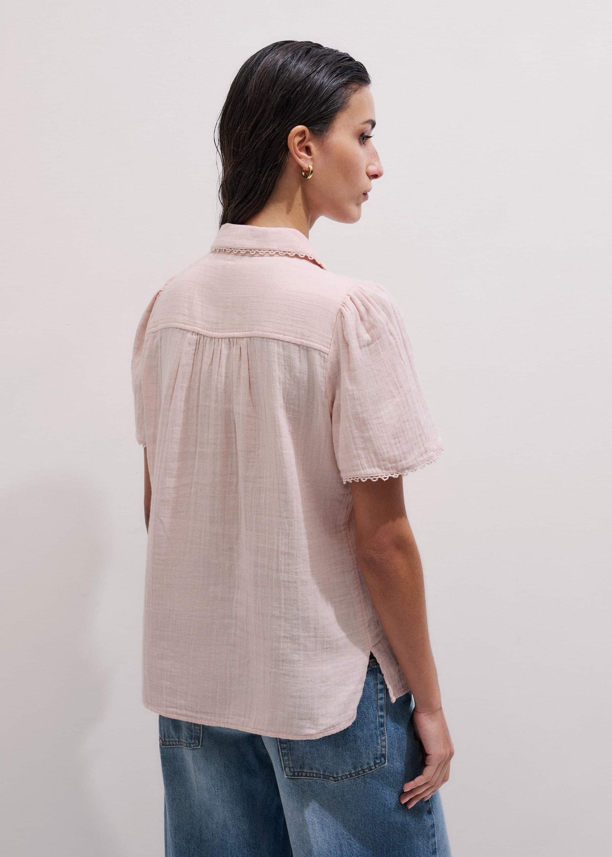Pink Cheesecloth Trim Detail Blouse | ME+EM