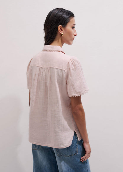 Pink Cheesecloth Trim Detail Blouse | ME+EM