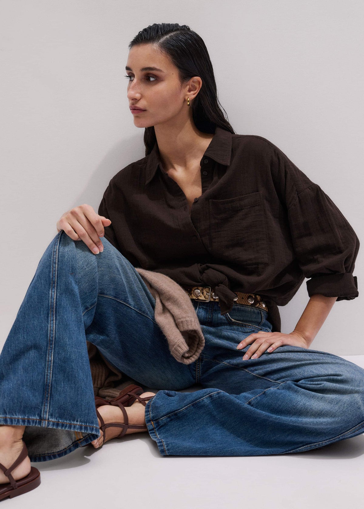 Brown Cheesecloth Relaxed Summer Shirt | ME+EM