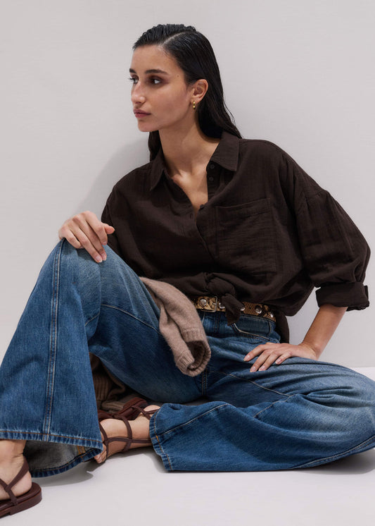 Brown Cheesecloth Relaxed Summer Shirt | ME+EM