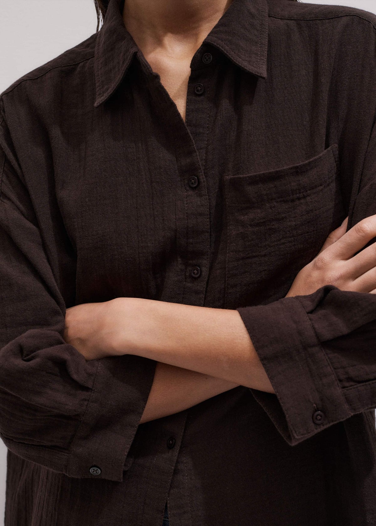 Brown Cheesecloth Relaxed Summer Shirt | ME+EM