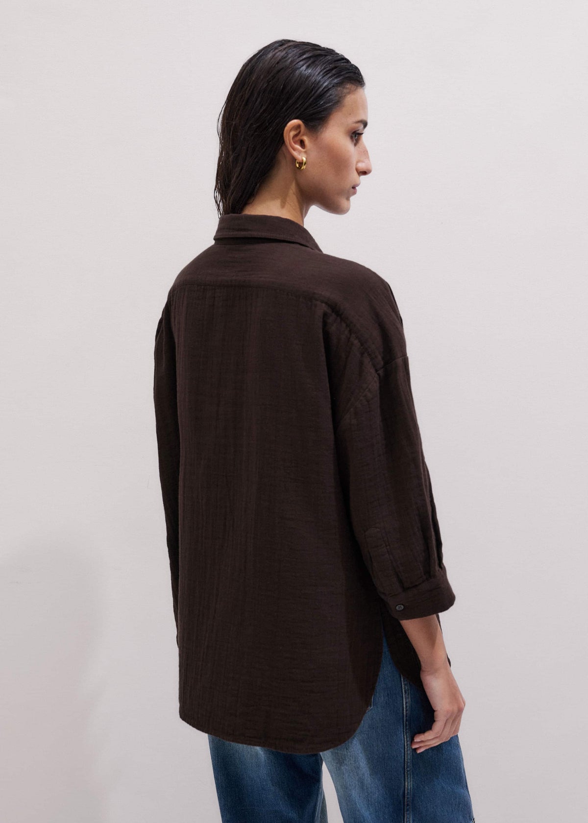 Brown Cheesecloth Relaxed Summer Shirt | ME+EM