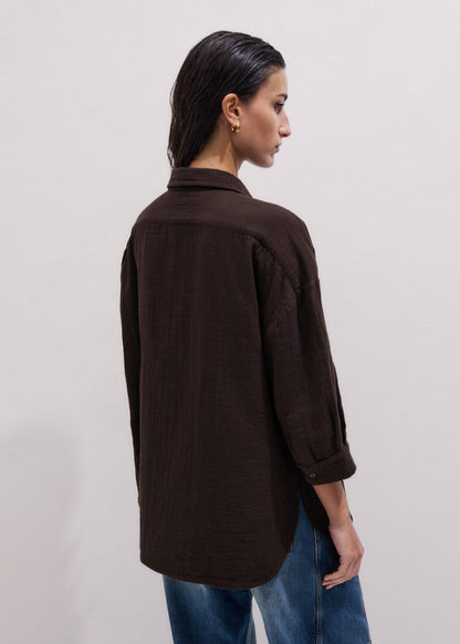 Brown Cheesecloth Relaxed Summer Shirt | ME+EM