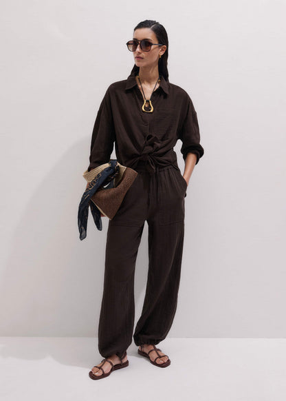 Brown Cheesecloth Relaxed Summer Shirt | ME+EM