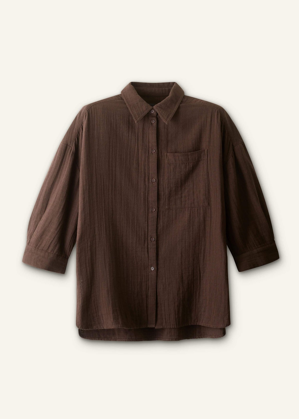 Brown Cheesecloth Relaxed Summer Shirt | ME+EM
