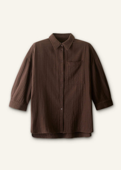 Brown Cheesecloth Relaxed Summer Shirt | ME+EM