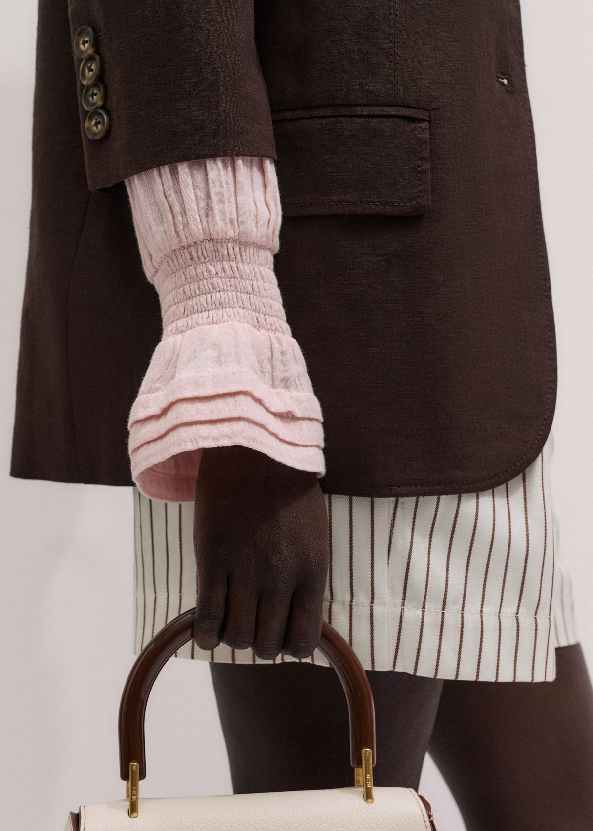 Pink Pleat Detail Long Sleeve Cheesecloth Blouse | ME+EM