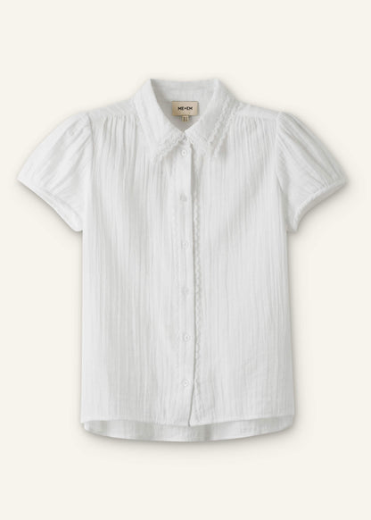 White Cheesecloth Cap-Sleeve Blouse | ME+EM