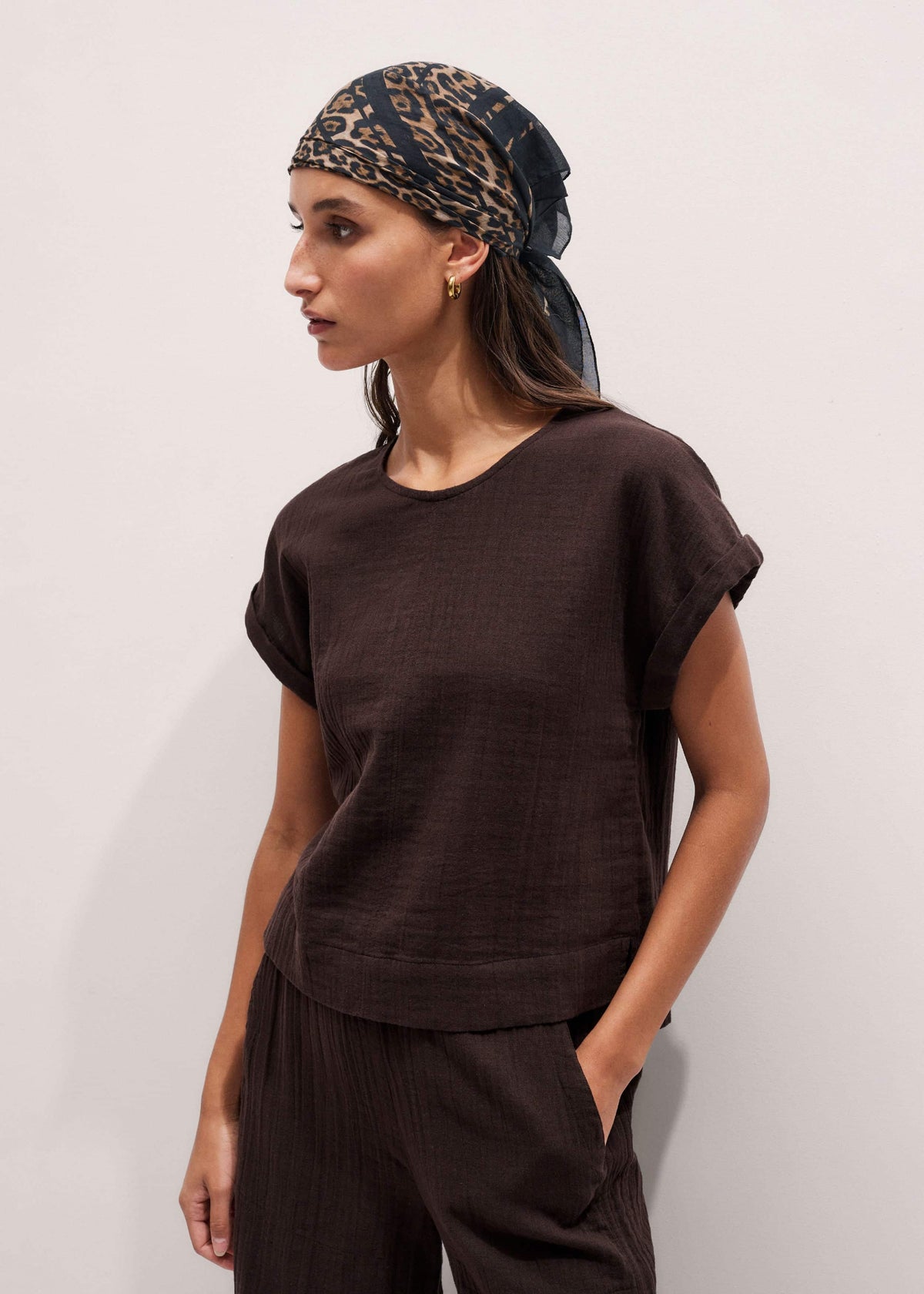 Brown Cheesecloth T-Shirt | ME+EM