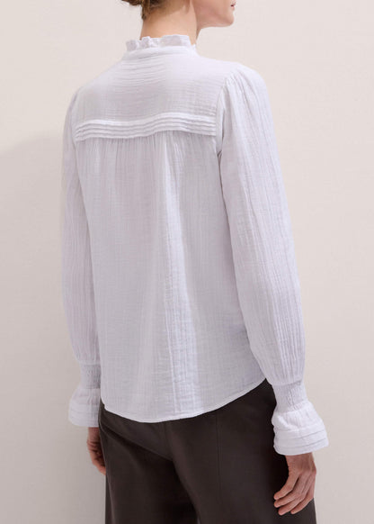 White Cheesecloth Pleat Detail Blouse | ME+EM