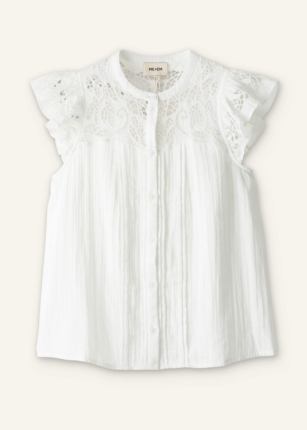 White Cheesecloth Embroidered Swing Top | ME+EM