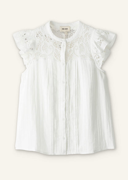 White Cheesecloth Embroidered Swing Top | ME+EM