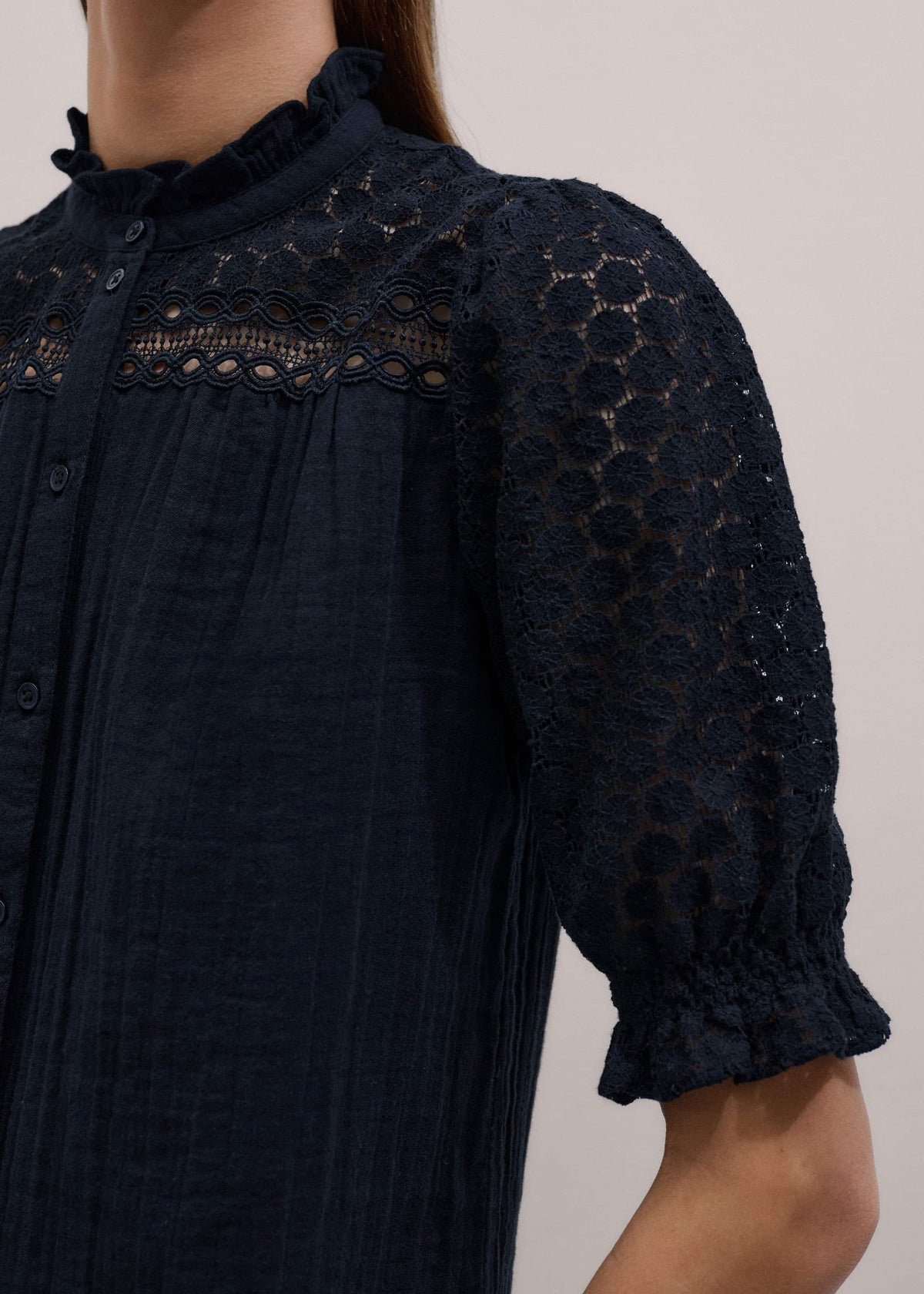 Navy Cheesecloth AM-PM Summer Blouse | ME+EM
