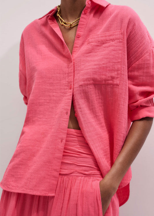 Pink Cheesecloth Relaxed Shirt | ME+EM