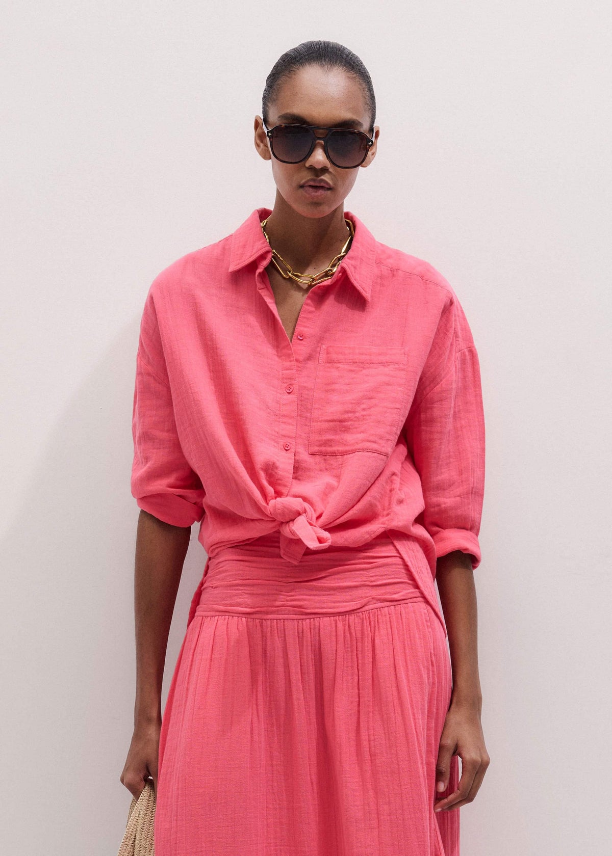 Pink Cheesecloth Relaxed Shirt | ME+EM