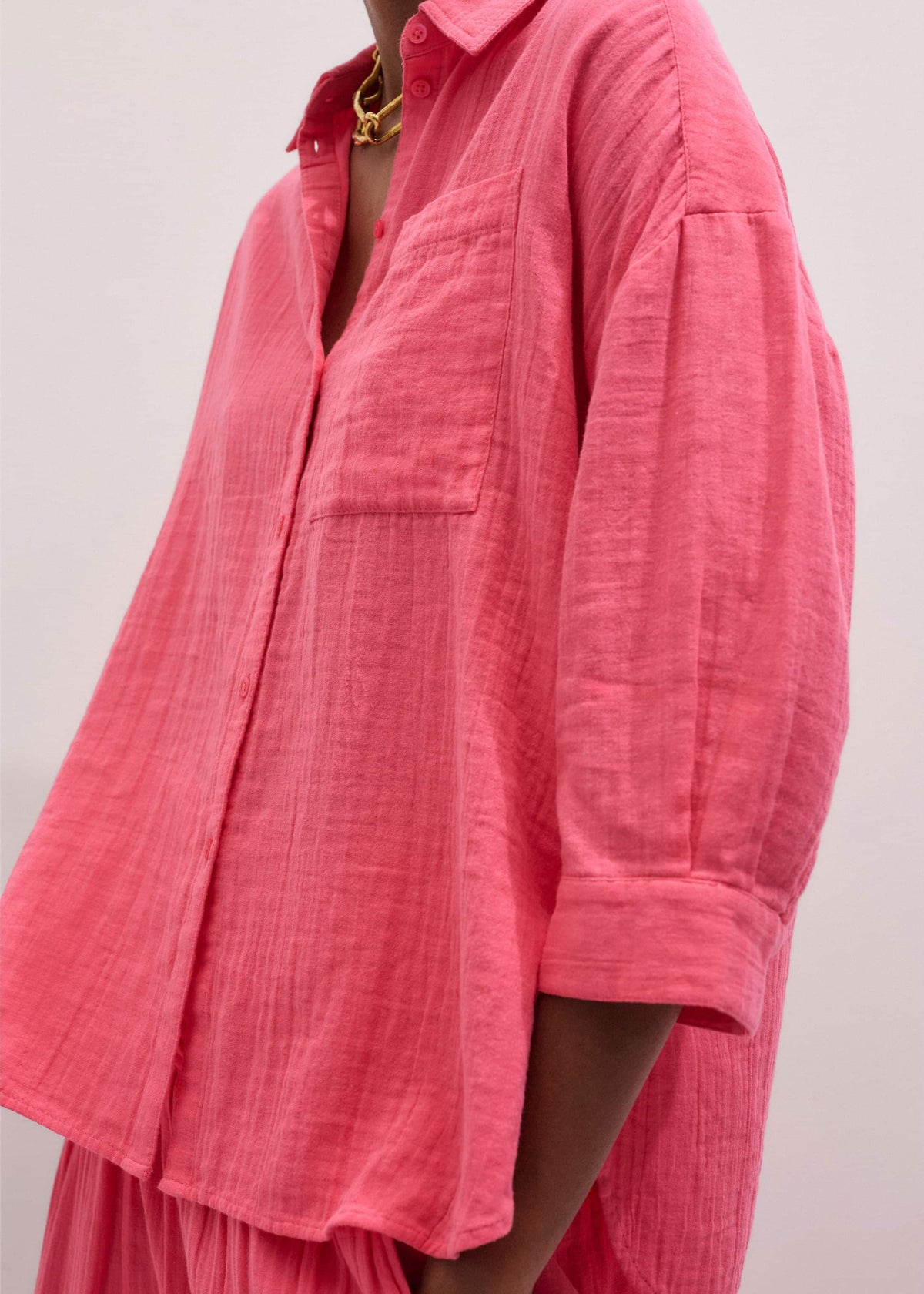 Pink Cheesecloth Relaxed Shirt | ME+EM